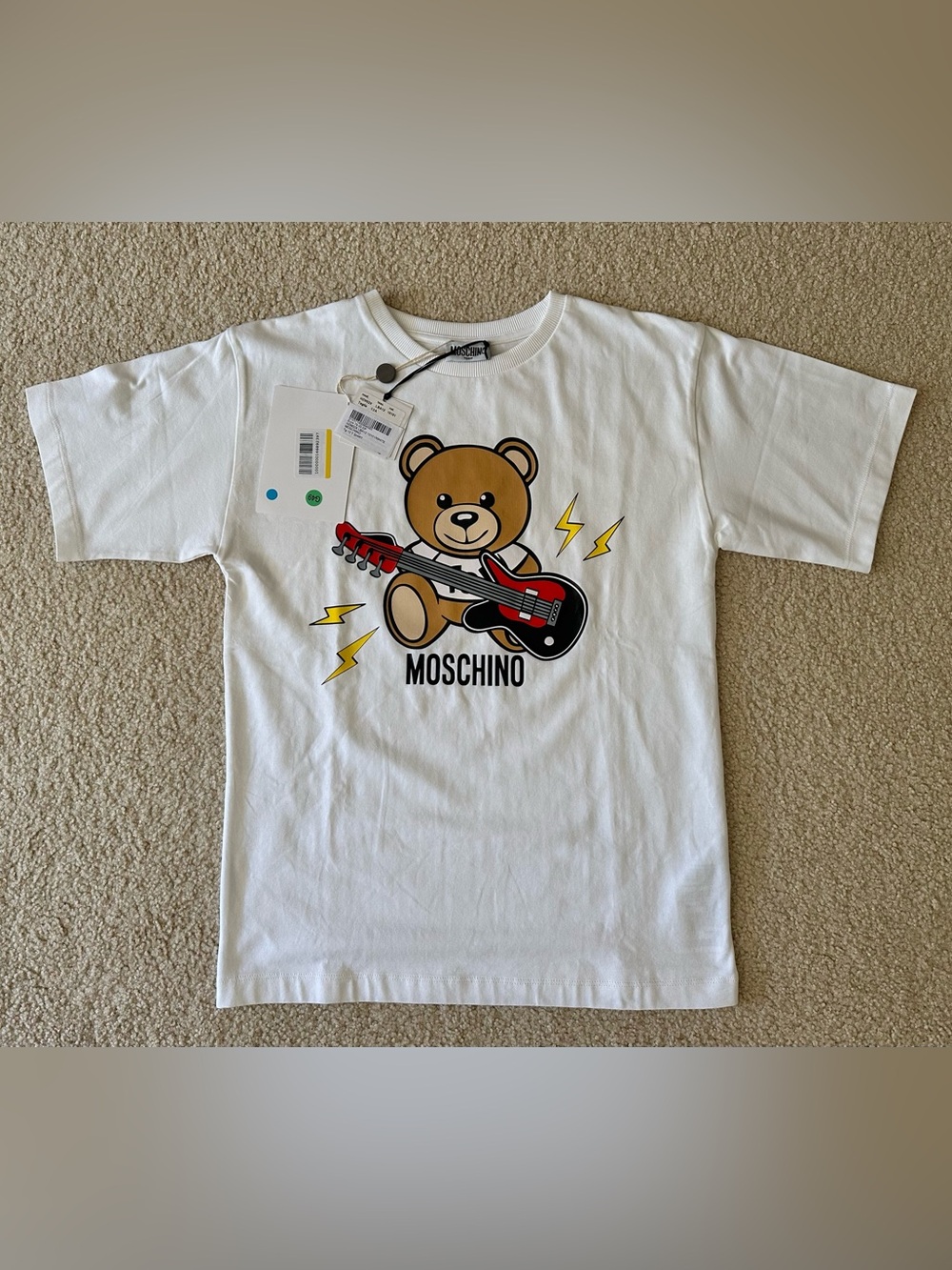 MOSCHINO
Teddy Bear with Guitar Print T-shirt in Cotton, Size 12